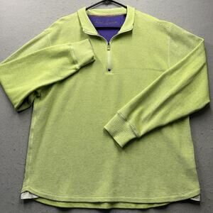 Robert Graham Sweater Mens 1/4 Zip Pullover Green Textured XL Wisdom Truth